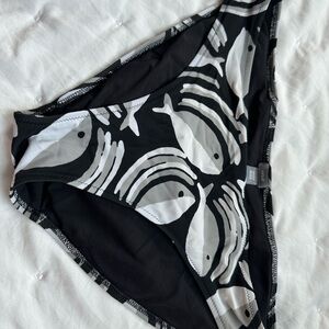 Aerie Black and White Fish Print Swim Bottom